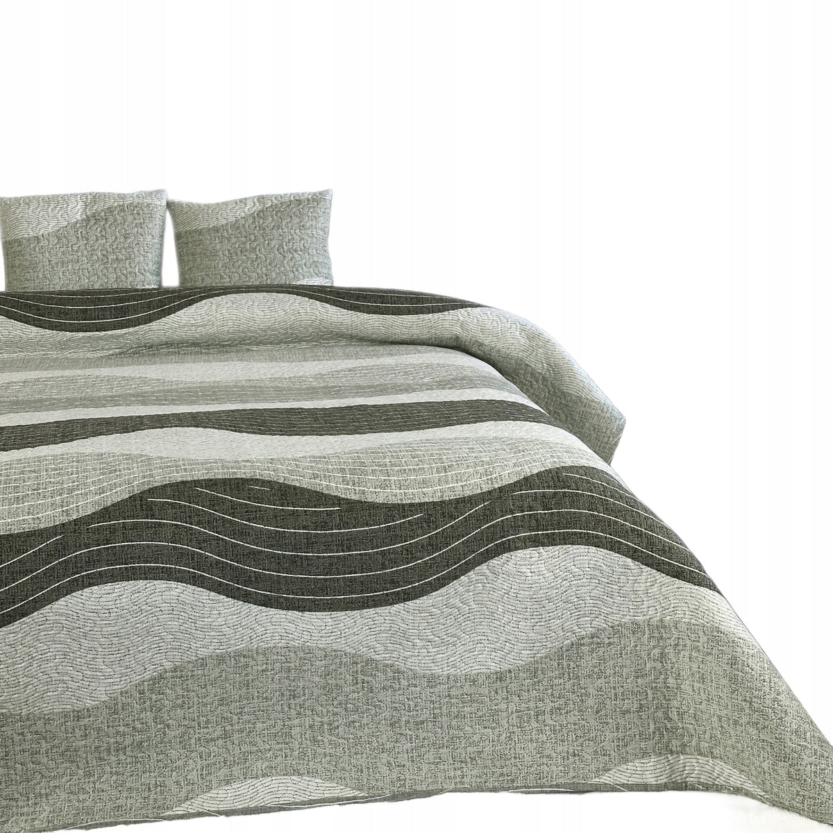 Double Sided Bedspread Tavira Kapa Waves Grey 180x220 cm + pillowcases