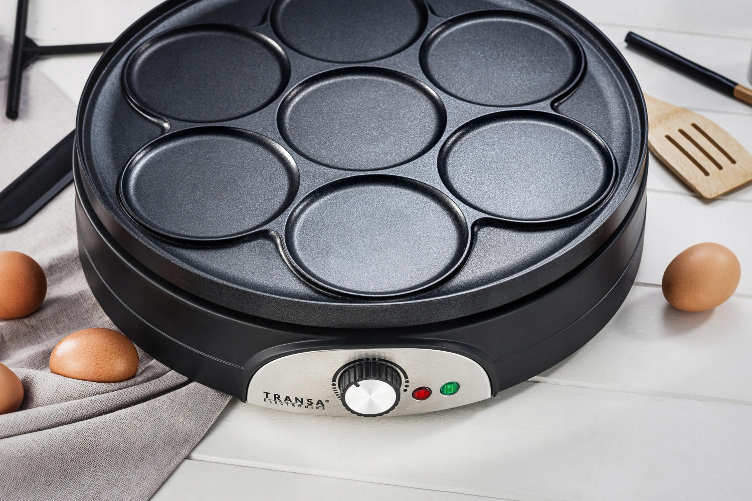 Double Sided Pancake Maker 2in1 Pancakes and Pancake Thermostat TRANSA XXXL 1500W Crepe diameter 37 cm