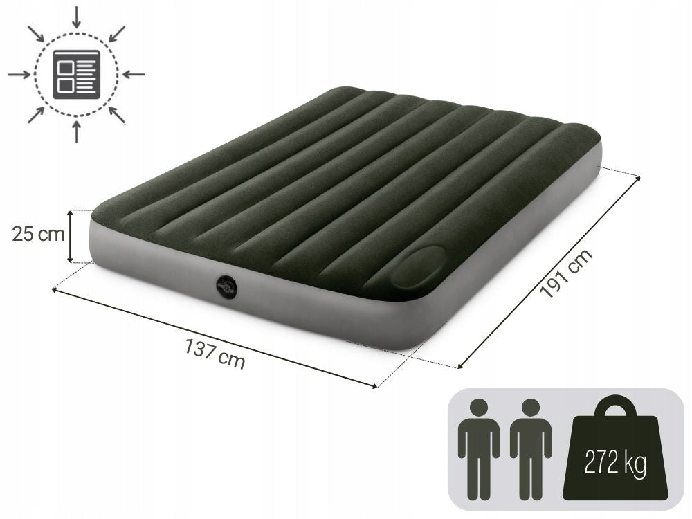 Double Velour Inflatable Mattress 191x137x25 Intex 64762 Foot Pump EAN (GTIN) 4902248503939