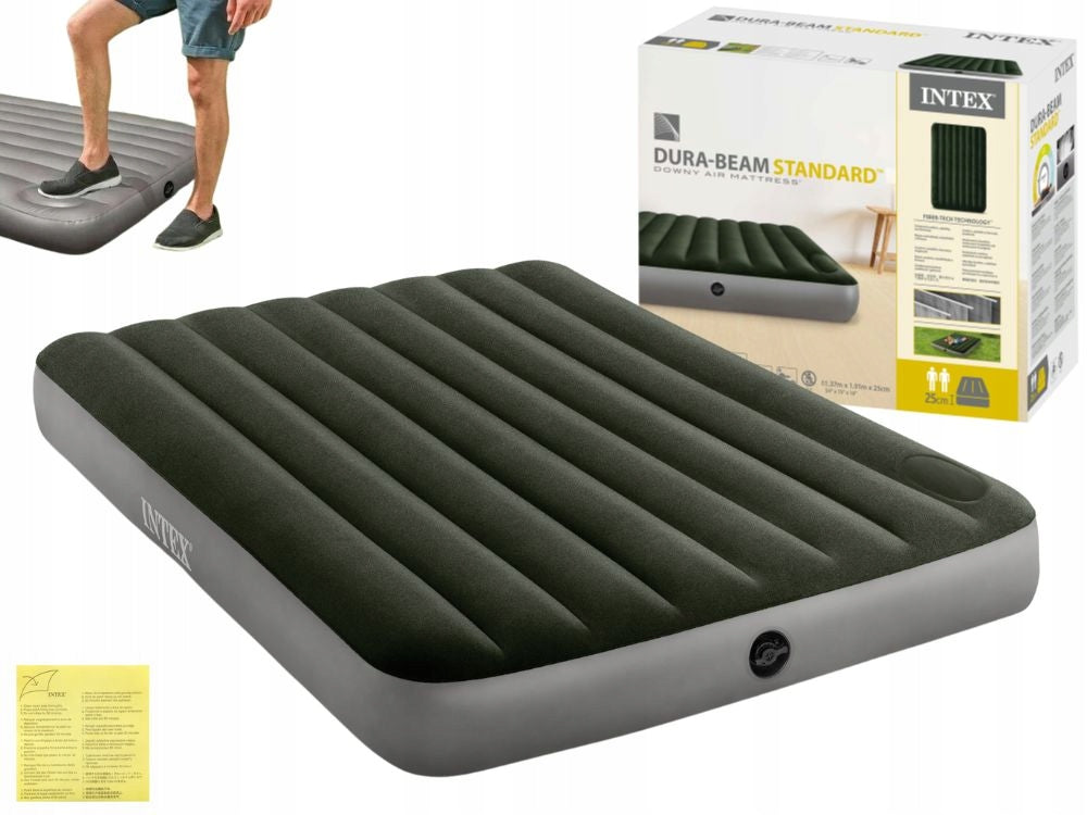 Double Velour Inflatable Mattress 191x137x25 Intex 64762 Foot Pump