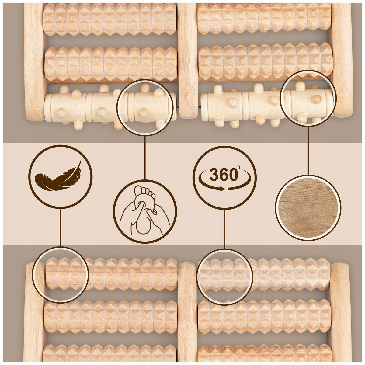 Double Wooden Foot Massager Roller for Massage 5 Massage Rollers EAN (GTIN) 5907546151096