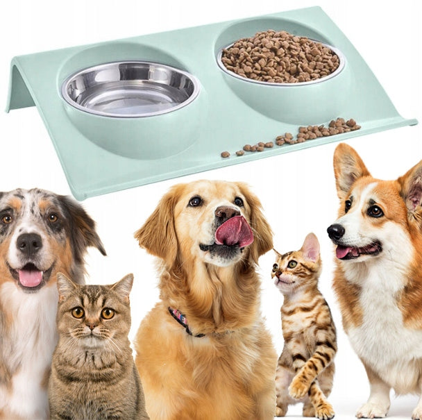 Double bowl, bowl for DOG, CAT, 2 pcs. SET with a stand for food and water