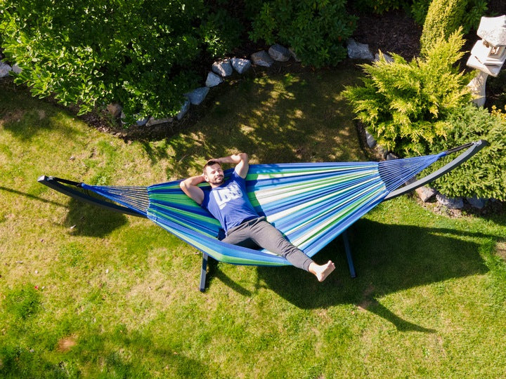 Double garden hammock SINGA 220x160 green with links cover POTENZA EAN (GTIN) 5907543780152