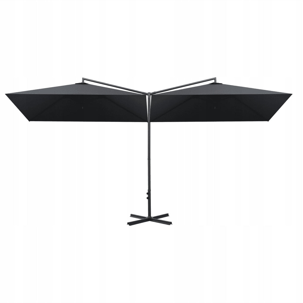 Double garden umbrella, steel post, anthracite grey, 600x300 cm Diameter/width 300 cm