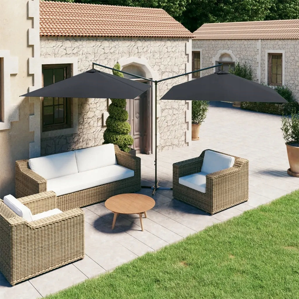 Double garden umbrella, steel post, anthracite grey, 600x300 cm Manufacturer VidaXL