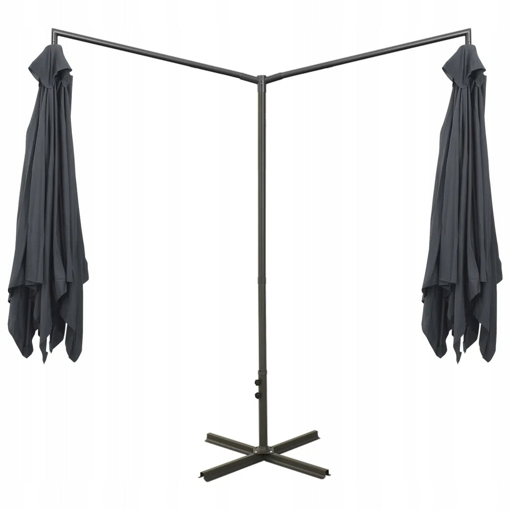 Double garden umbrella, steel post, anthracite grey, 600x300 cm Manufacturer code 312556