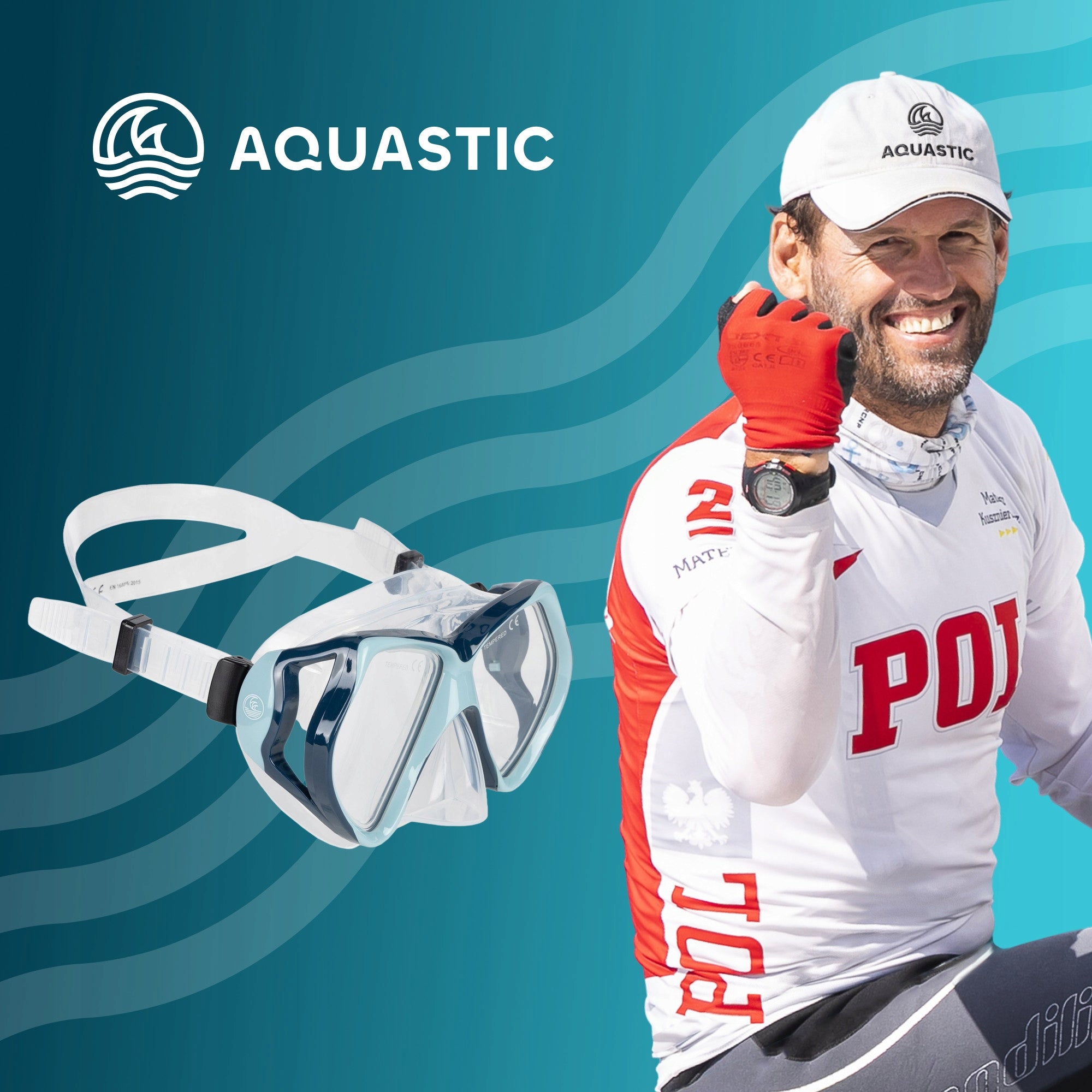 Double-glazed swimming diving mask SNORKELING AQUASTIC Shoal Brand Aquastic