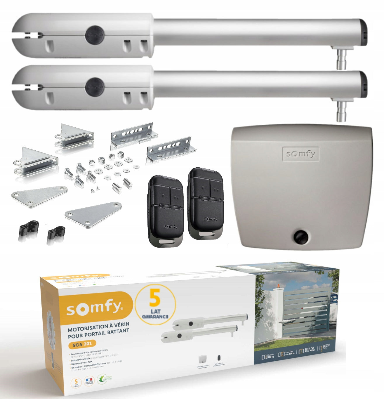 Double-leaf gate drive Somfy SGS 201 + 2 RTS remote controls 200 kg 1,8m