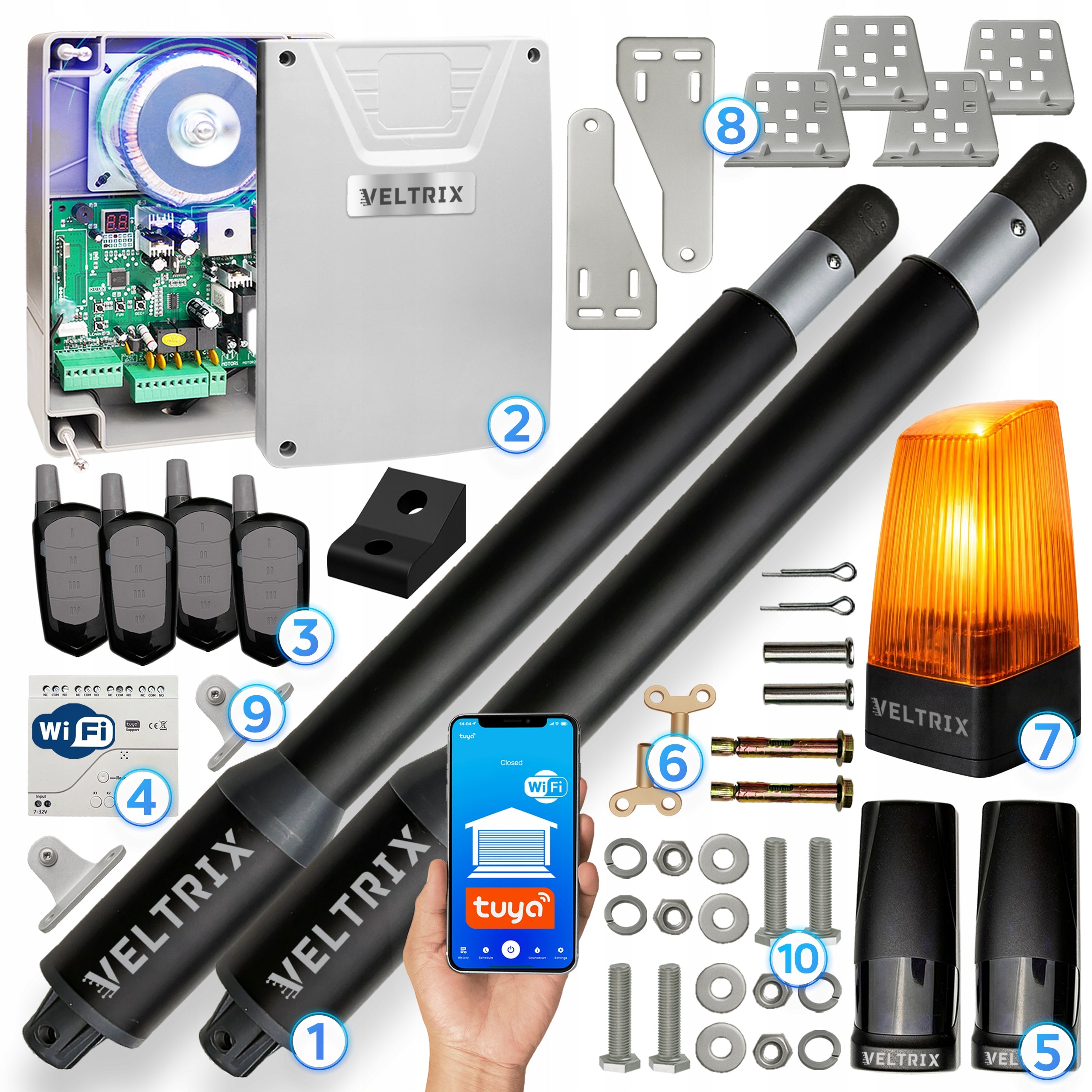 Double-leaf gate drive WIFI SET 2x2m 400kg + 4 remote controls + LED lamp Drive type for swing gates
