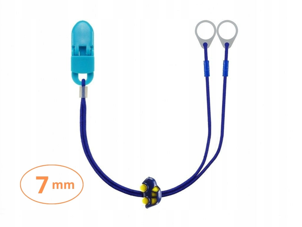 Double pendant -clip for small hearing aids - blue with car