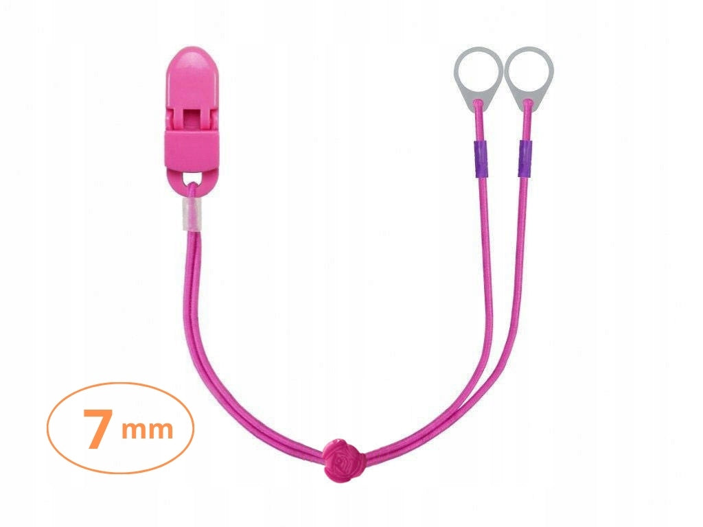 Double pendant -clip for small hearing aids - pink with flower