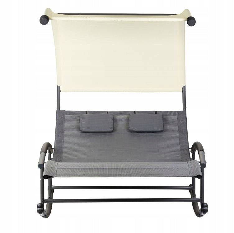 Double rocker lounger with visor + pillows Color gray