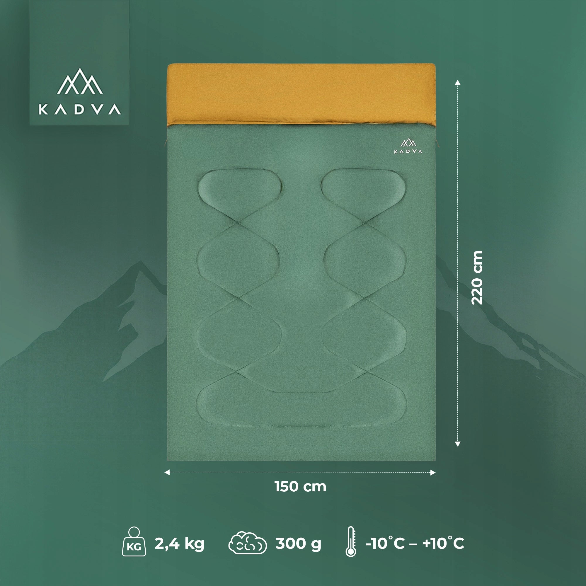 Double sleeping bag KADVA Double dream green UNDER CAMPING TENT CAMPING Packaging status original