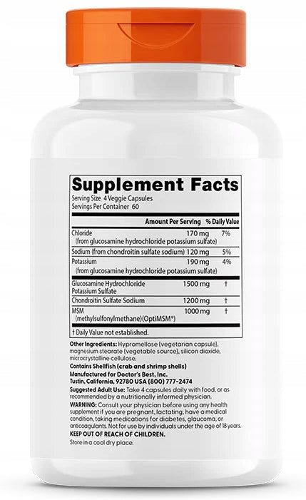 Dr Best Glucosamine Chondroitin MSMwith OptiMSM CARTILAGE SULFUR JOINTS 240k Packaging status original