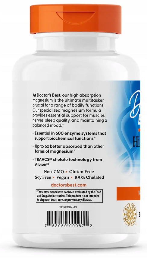 Dr Best High Absorption Magnesium 100mg HIGHLY ABSORBABLE MAGNESIUM 240tab Manufacturer code 753950000872