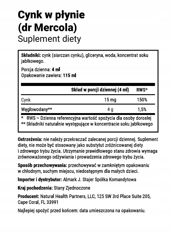 Dr. Mercola Zinc in drops (115ml) Medical device no
