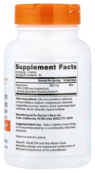 Dr's BEST Glycinate Magnesium 100% CHELAT | 120 tab. Expiration date at least 1 year from the date of purchase