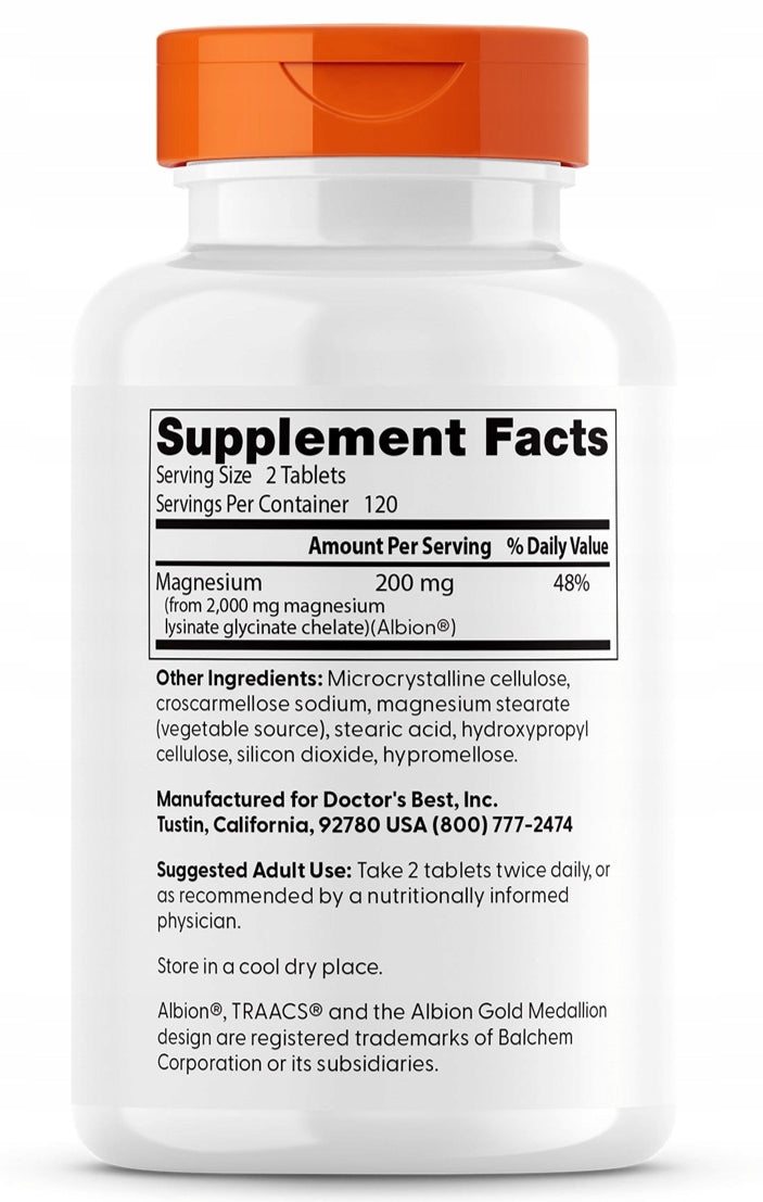 Dr's BEST Magnesium Glycinate 100% CHELAT | 240 tab. Expiration date at least 1 year from the date of purchase