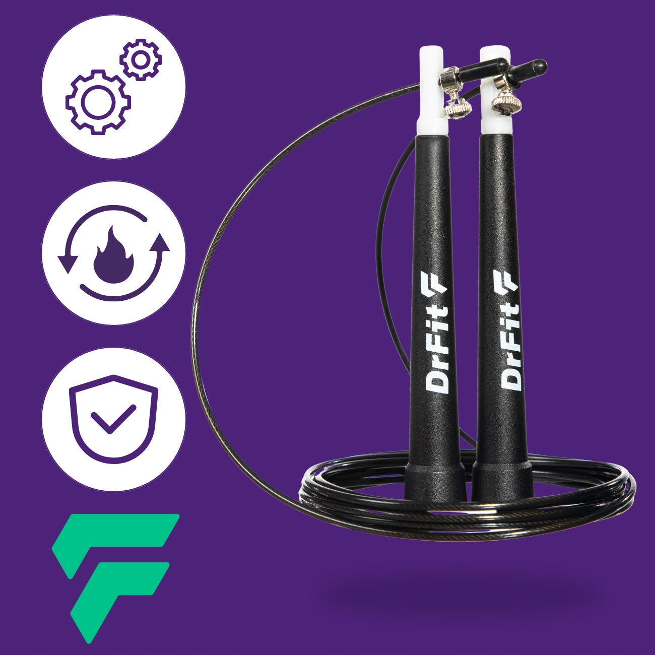 DrFit Boxing jump rope cardio steel adjustable 3 m black Packaging status original