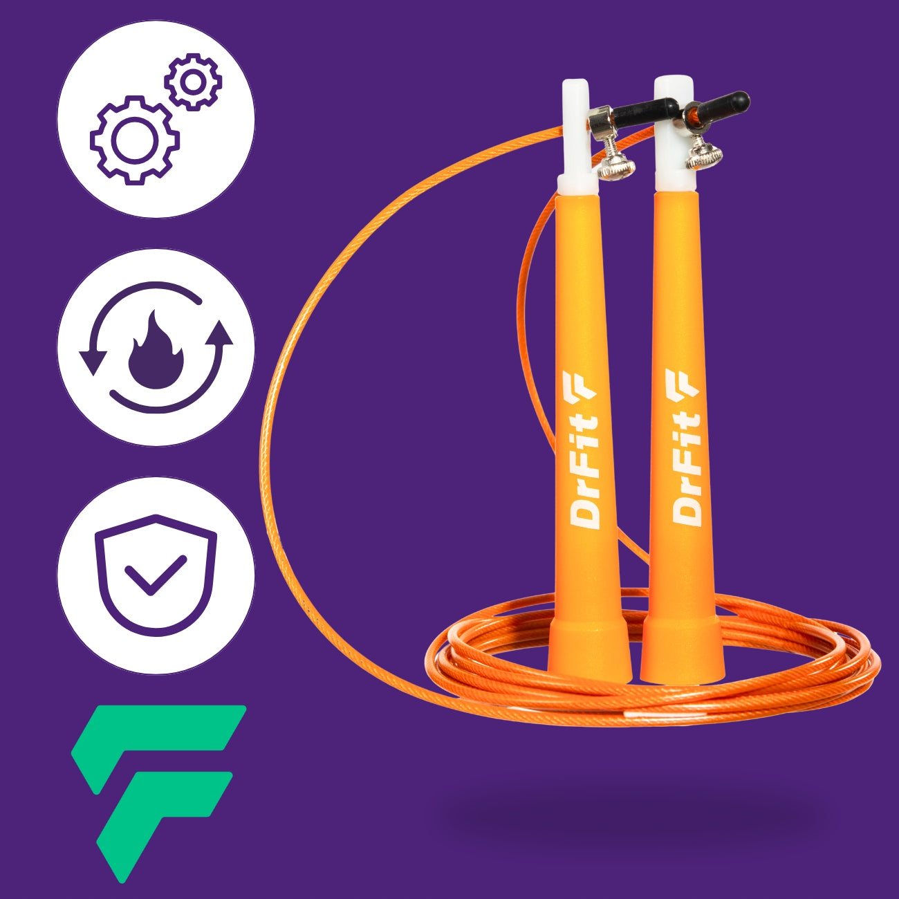 DrFit Boxing jump rope cardio steel adjustable 3 m orange Packaging status original