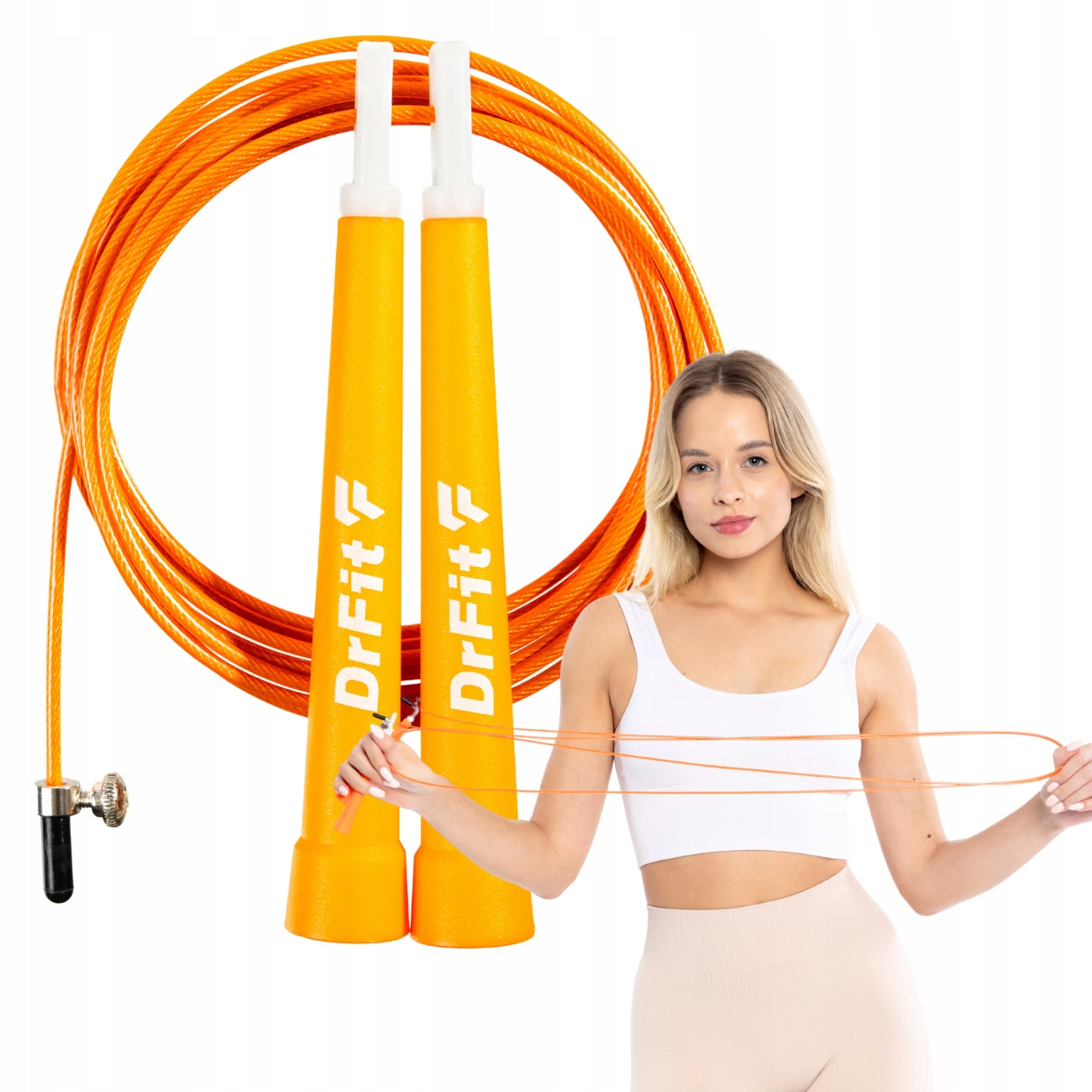 DrFit Boxing jump rope cardio steel adjustable 3 m orange