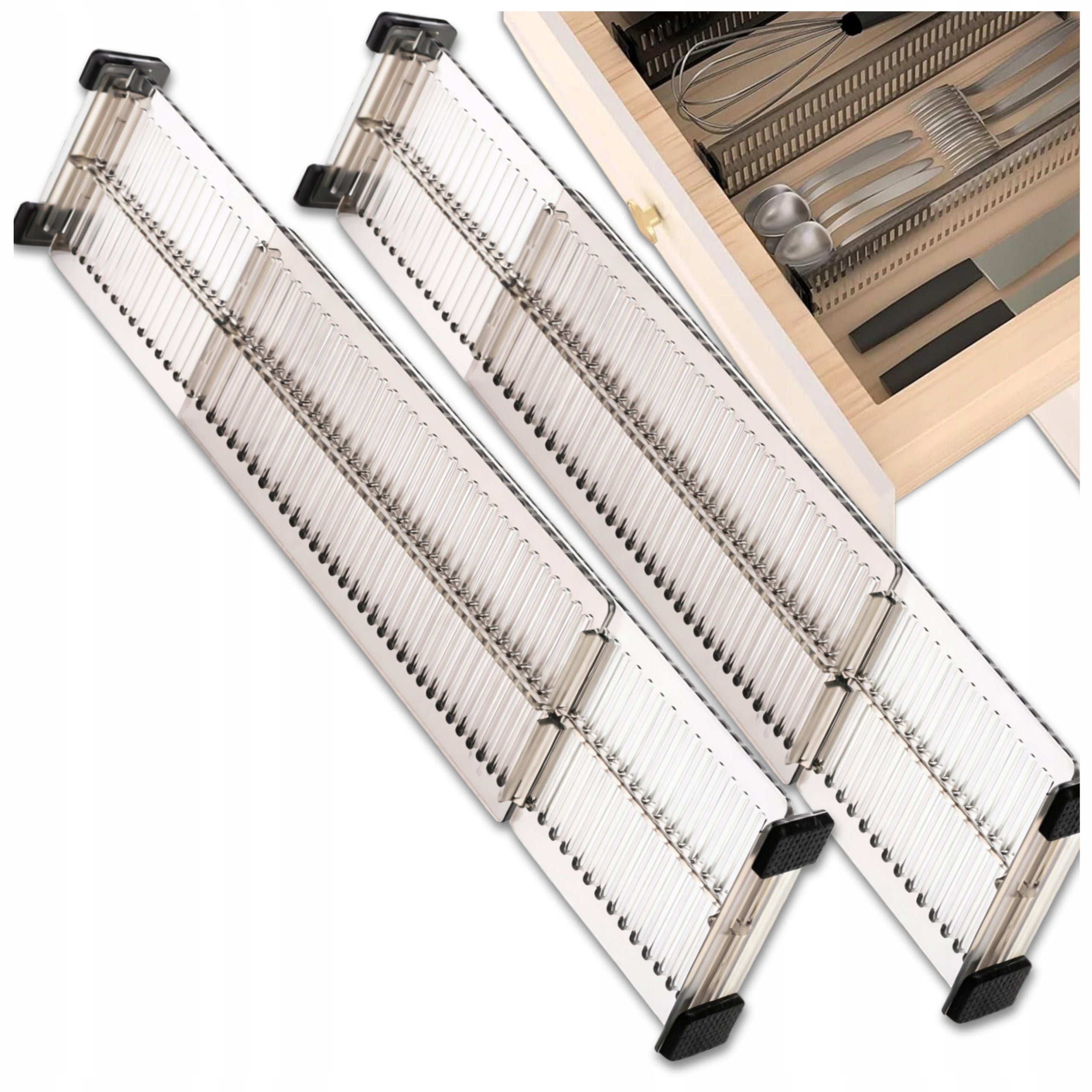 Drawer Compartment Adjustable Separator Organizer 2pcs Compartment Set