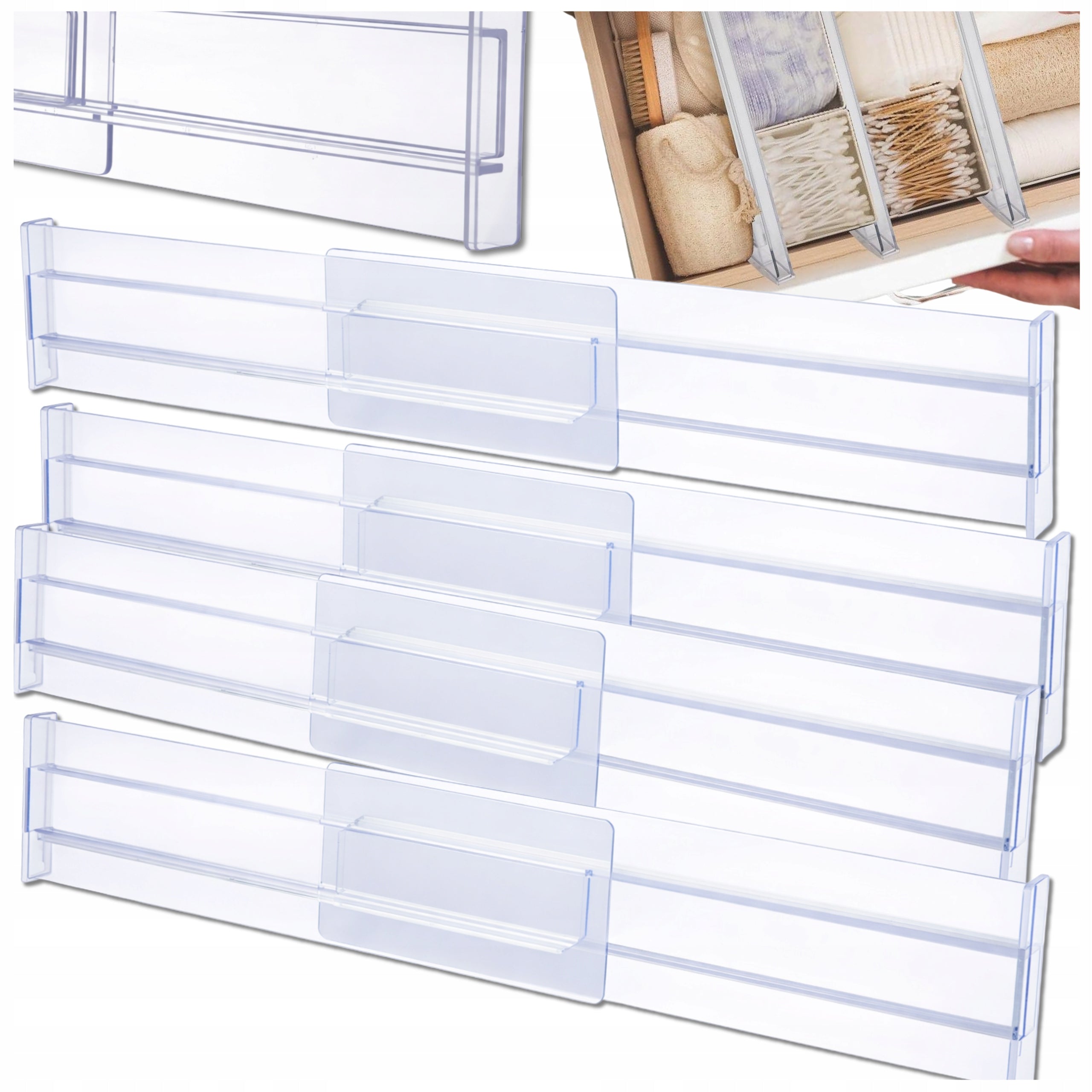 Drawer Compartment Adjustable Separator Organizer Set of 4pcs Compartment