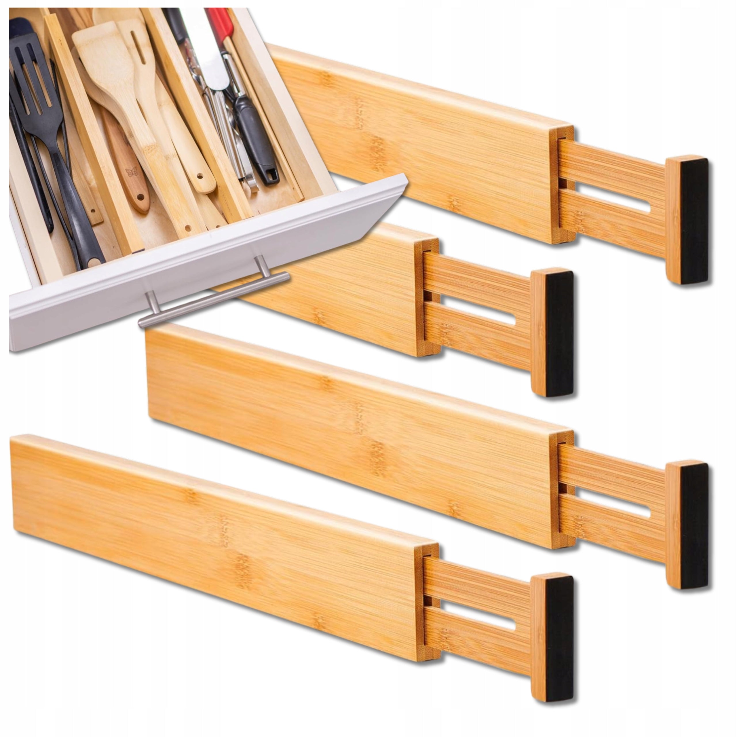 Drawer Compartment Wooden Set 4pcs Separator Organizer Compartment Manufacturer code Przegródka drewniana do szuflady 4szt