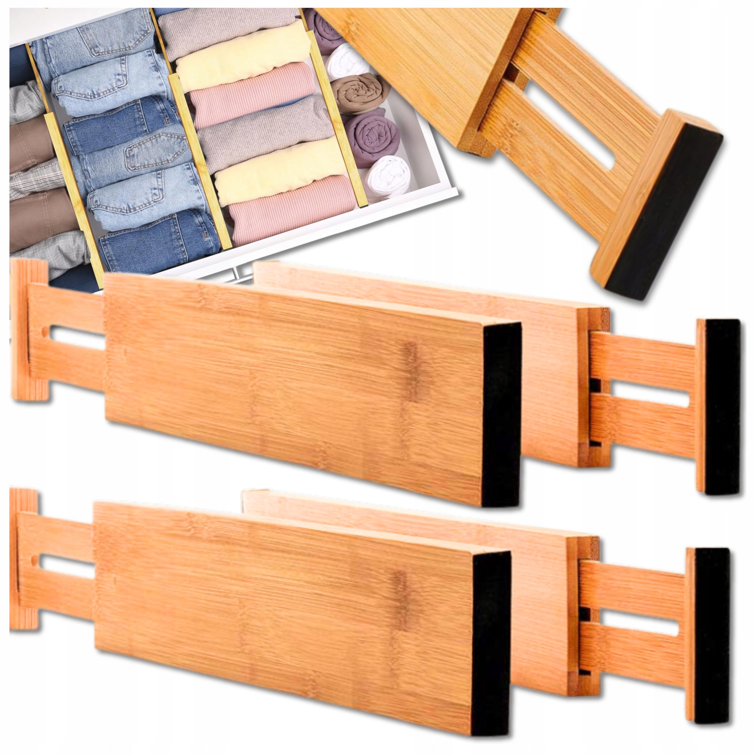 Drawer Compartment Wooden Set 4pcs Separator Organizer Compartment