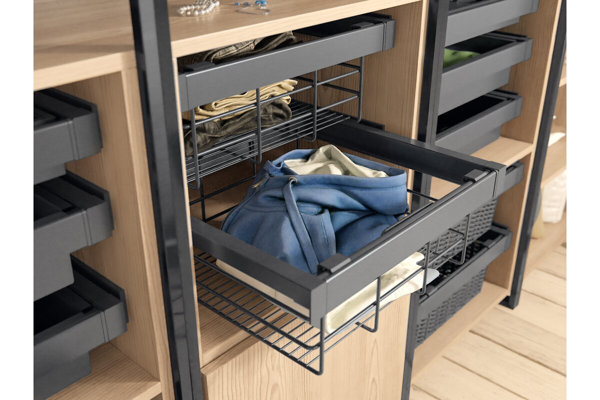 Drawer GTV ELITE basket for wire underwear, 860-918, silent closing, anthracite