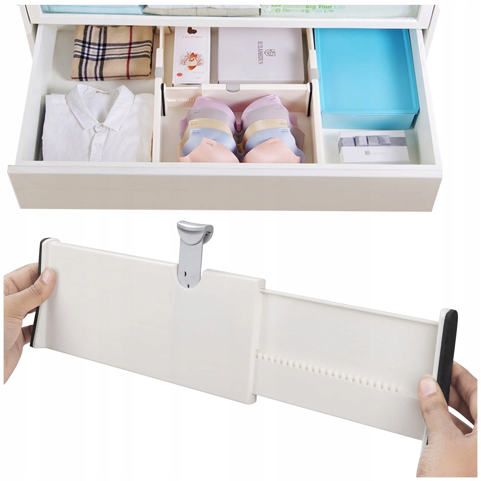 Drawer Organizer Separator Adjustable 44 cm White Kitchen