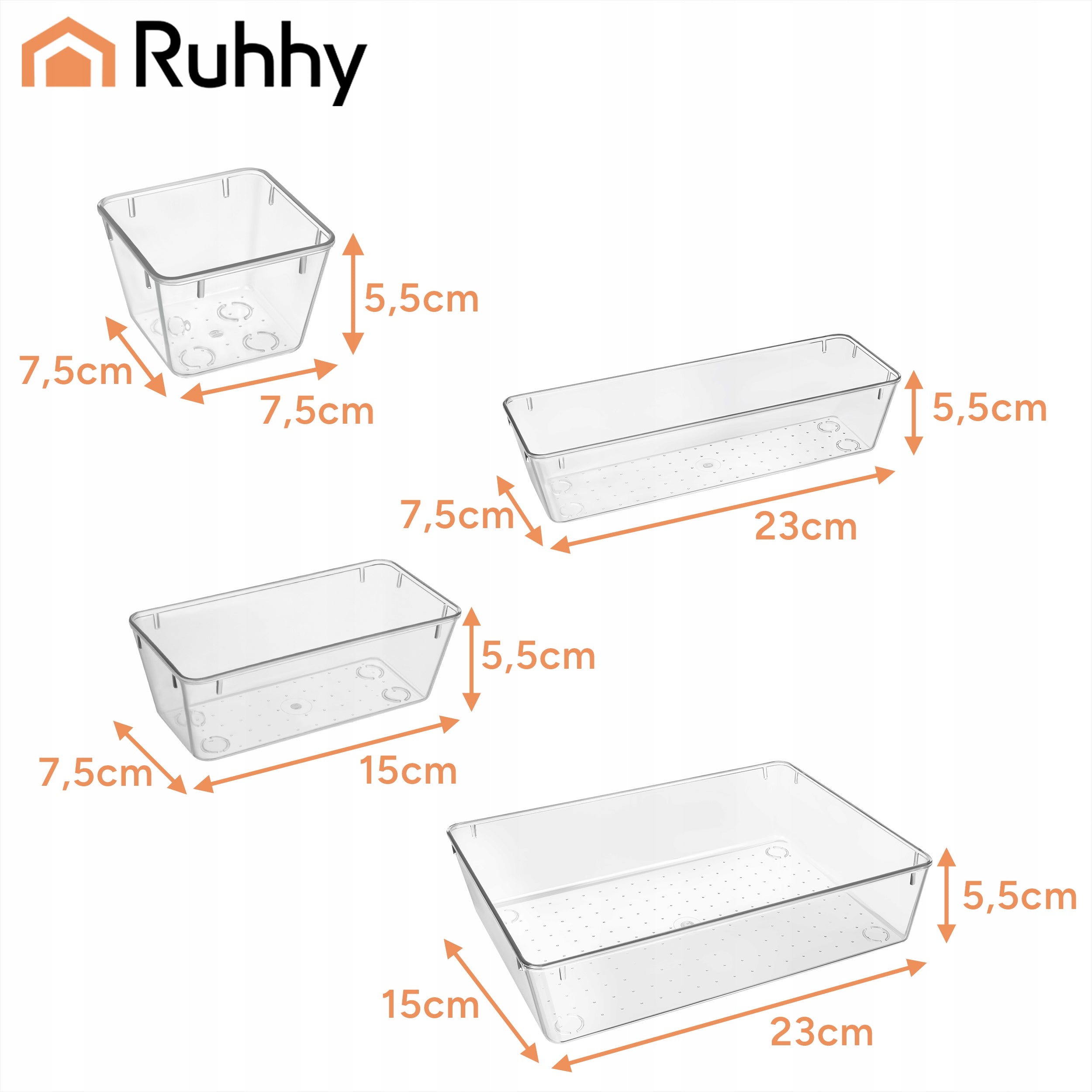 Drawer Organizer Set of 25 Transparent for Cosmetics Utensils Brand no brand