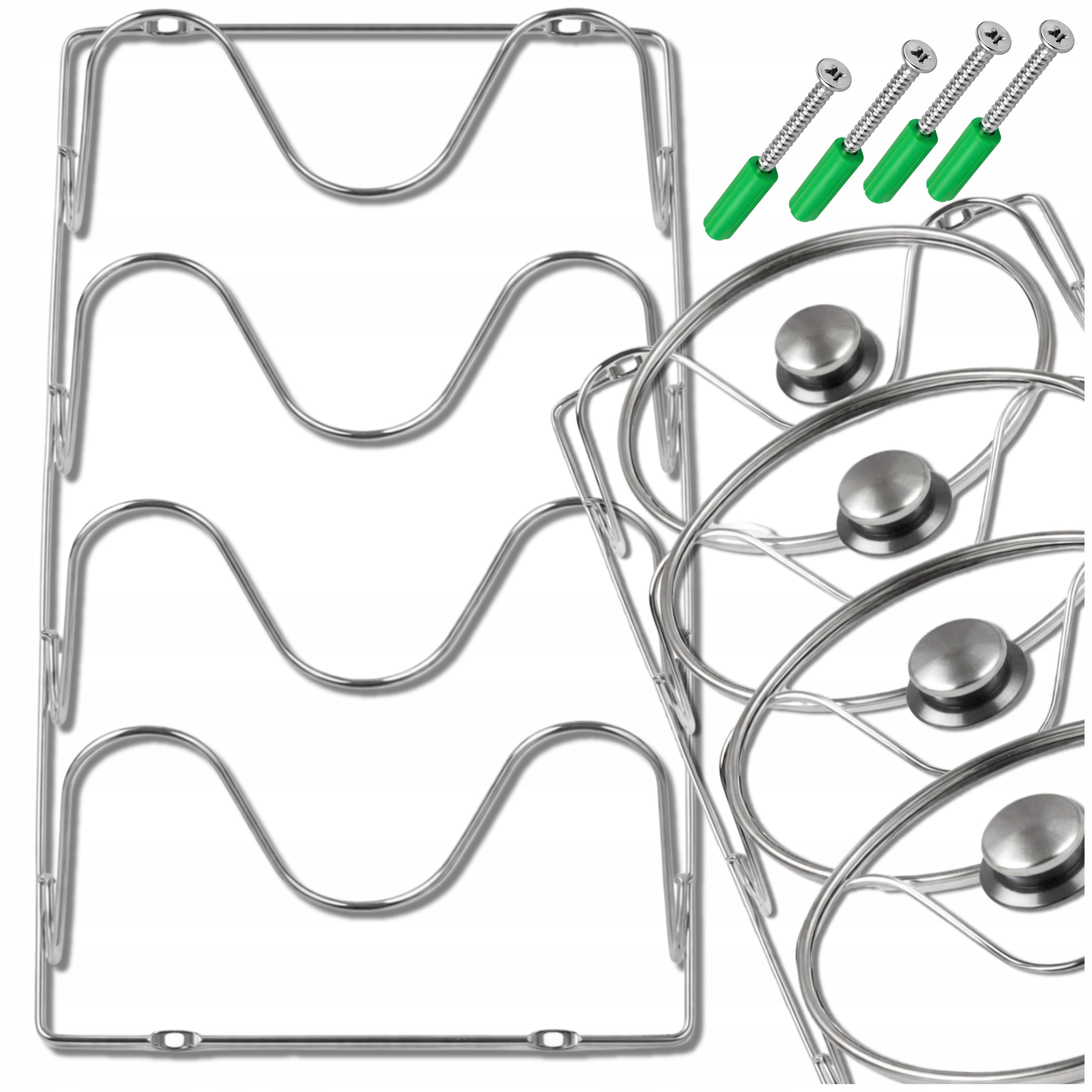 Drawer Organizers Cabinet Hanging Lid Kitchen Plates Silver Packaging status original