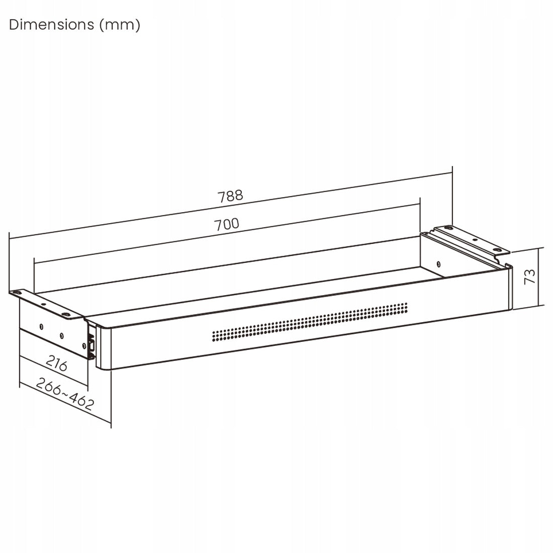 Drawer for Undercounter Desk XL 8kg 78x26 cm Spacetronik metal black Packaging status original