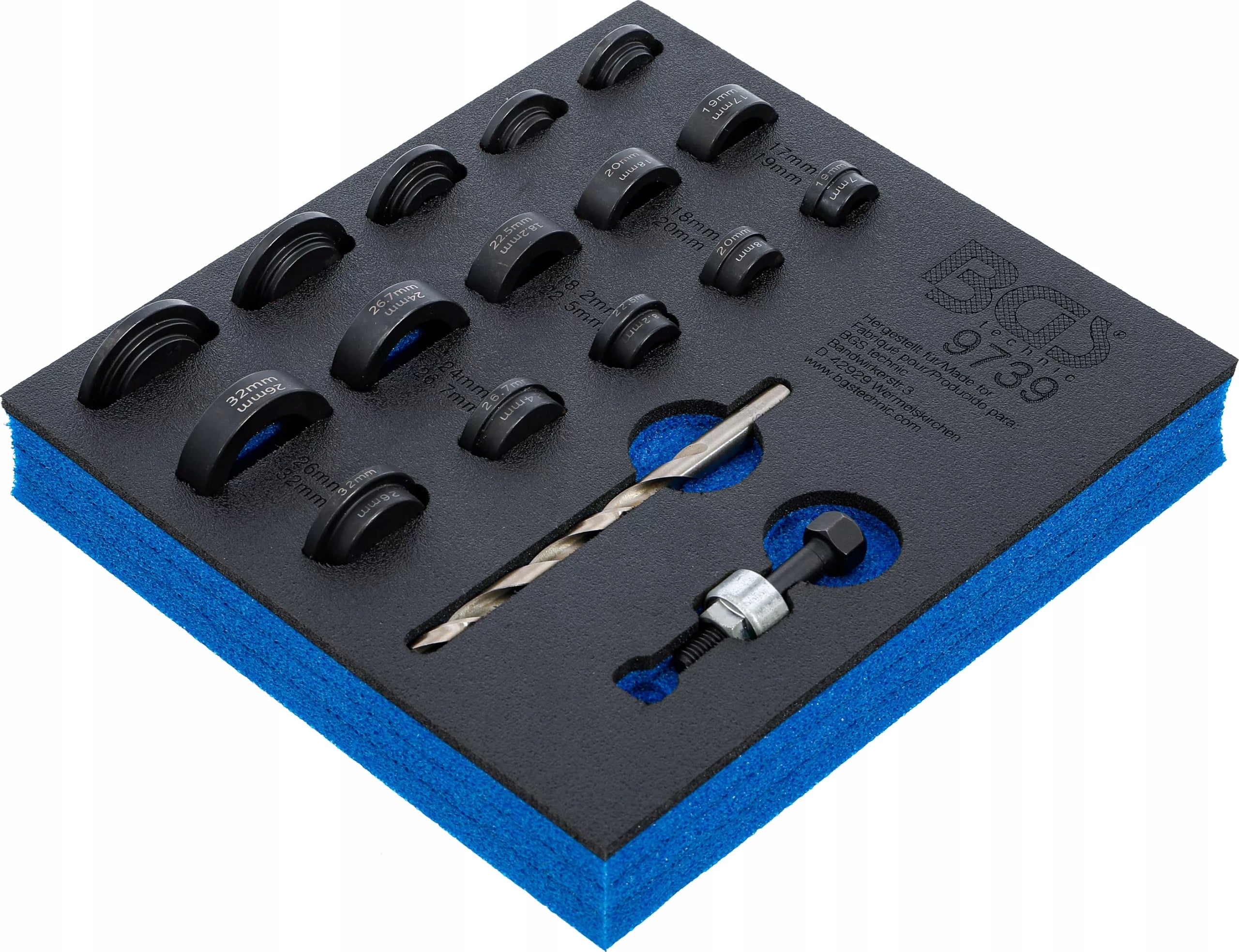 Drawer insert punch set for parking sensors 17-32mm Manufacturer code BGS9739