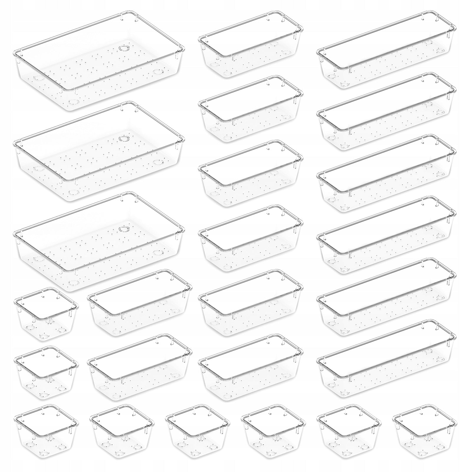 Drawer organizers containers set of 25 transparent