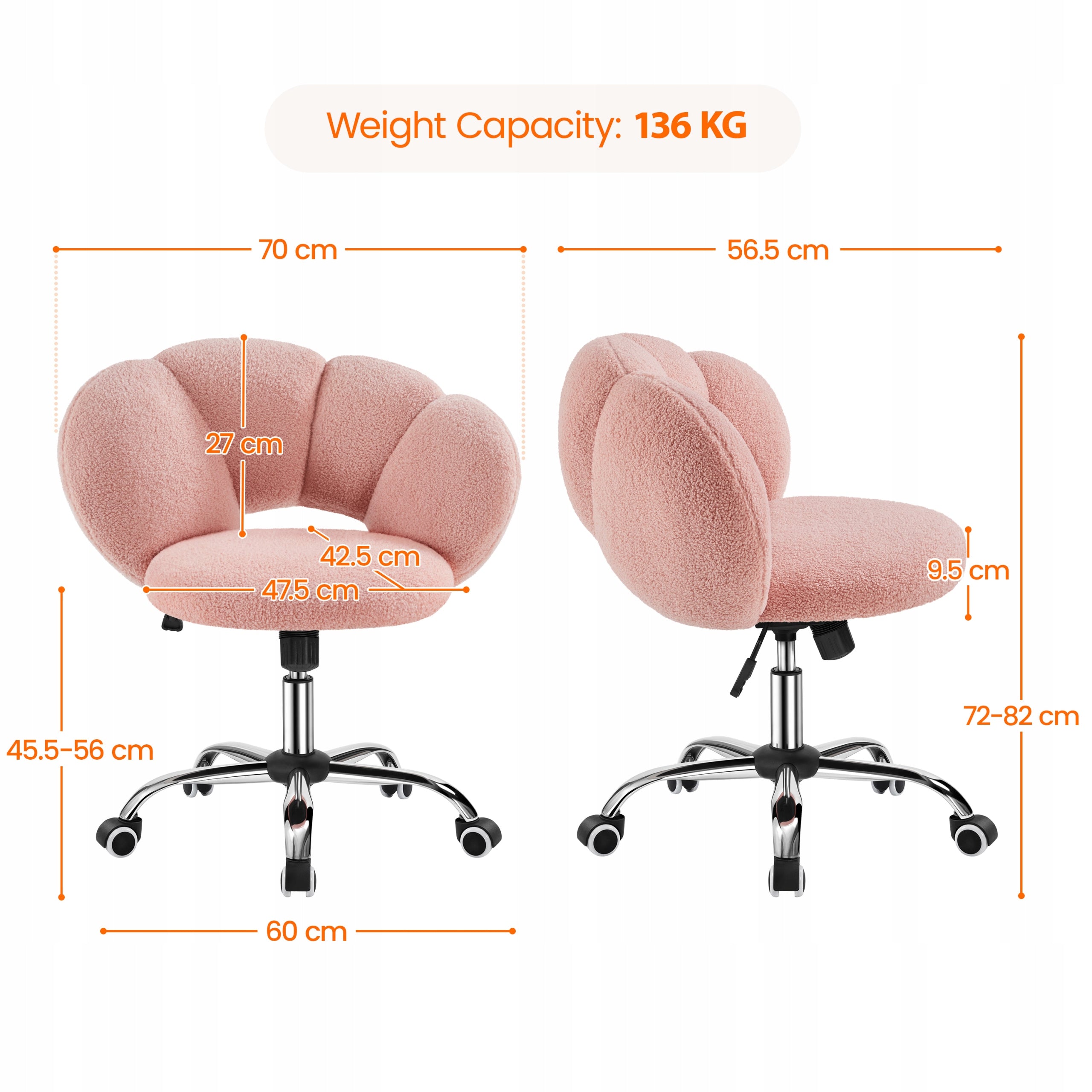 Dressing Table Chair, Office, Cloud Shaped, Decorative, Pink Brand Yaheetech