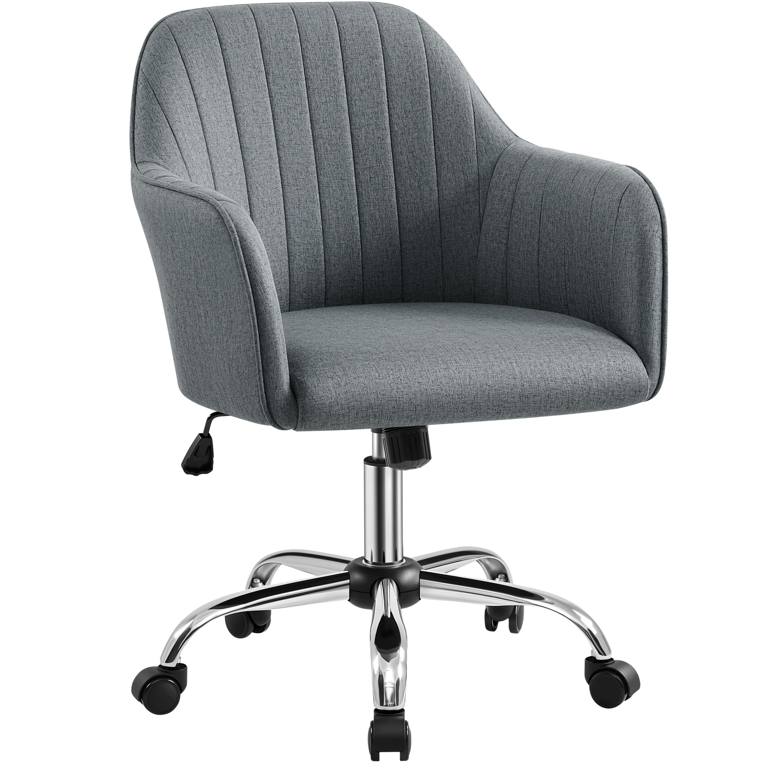Dressing Table and Desk Chair, on Wheels, Adjustable Height, Dark Grey