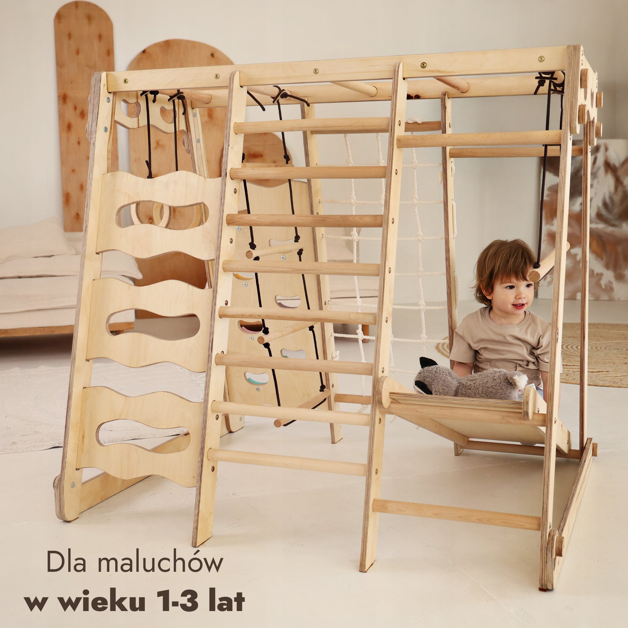 Drewniany Zestaw Wspinaczkowy 9w1 Montessori – Domowy Plac Zabaw Kid's age 12+ months