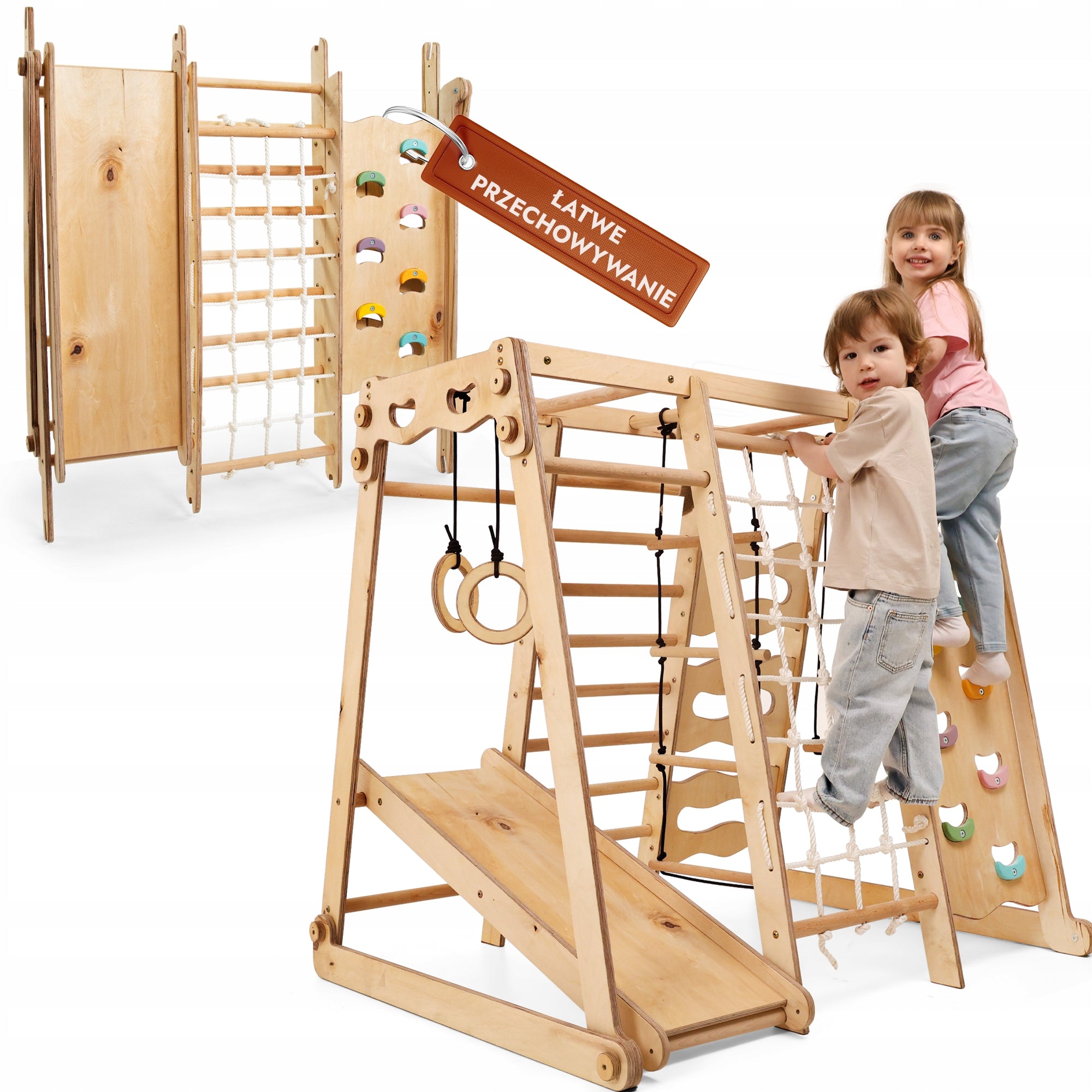 Drewniany Zestaw Wspinaczkowy 9w1 Montessori – Domowy Plac Zabaw