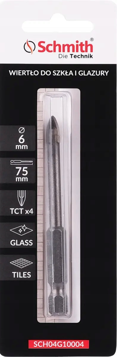 Drill bit for glass and glaze 6x75 mm Schmith Brand Schmith