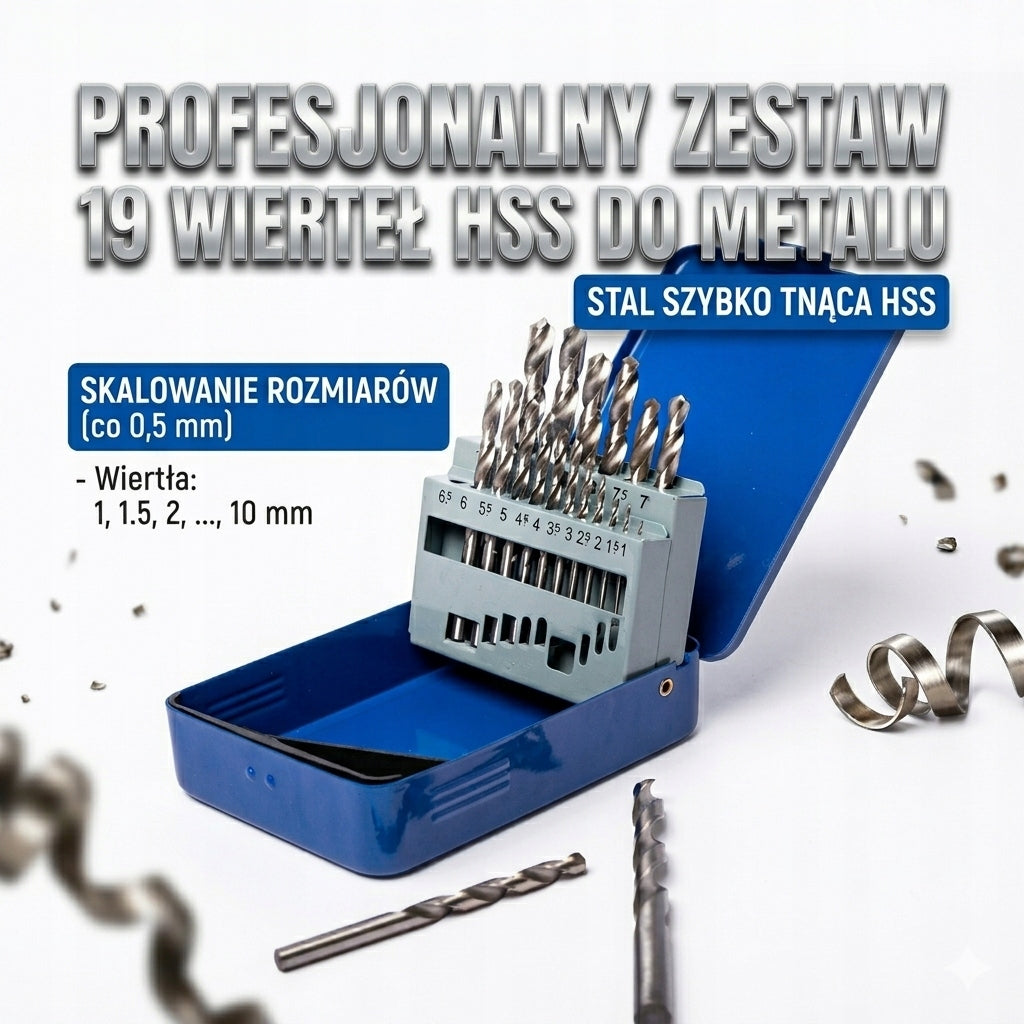 Drill bits for metal HSS set 19el 1-10mm