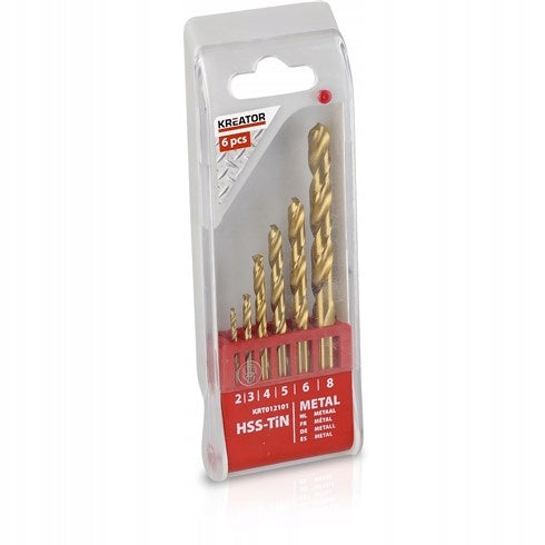 Drill bits for metal set of 6pcs 2-8mm TITANIUM