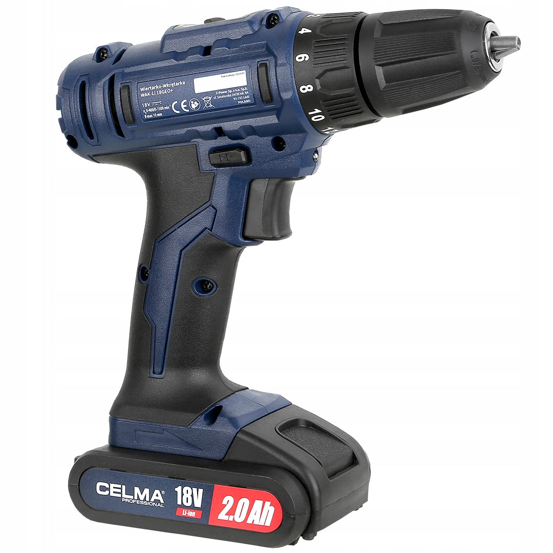 Drill/driver CELMA Pro 18 V WAK-Li 18GEO+ 3LAT GW! Series Professional