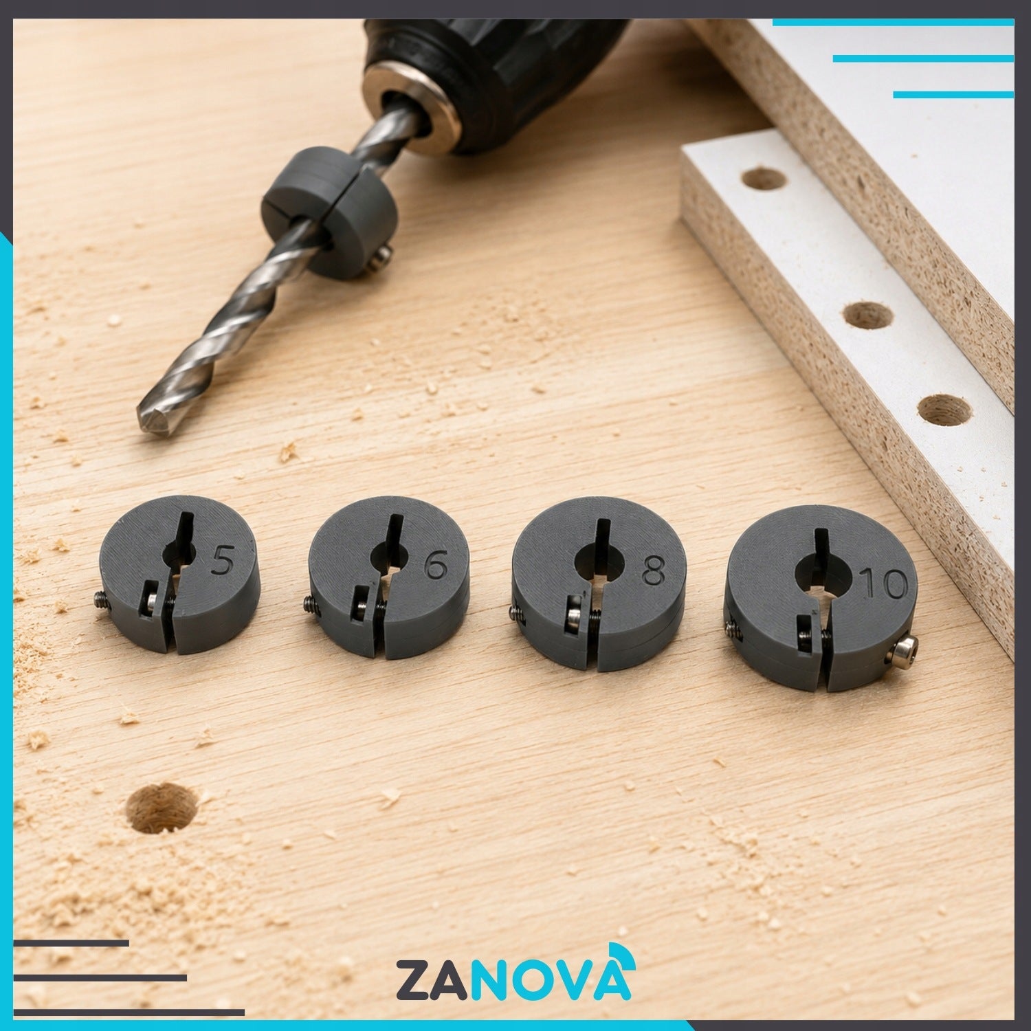 Drilling depth limiters 5mm, 6mm, 8mm, 10mm ZANOVA Brand Zanova