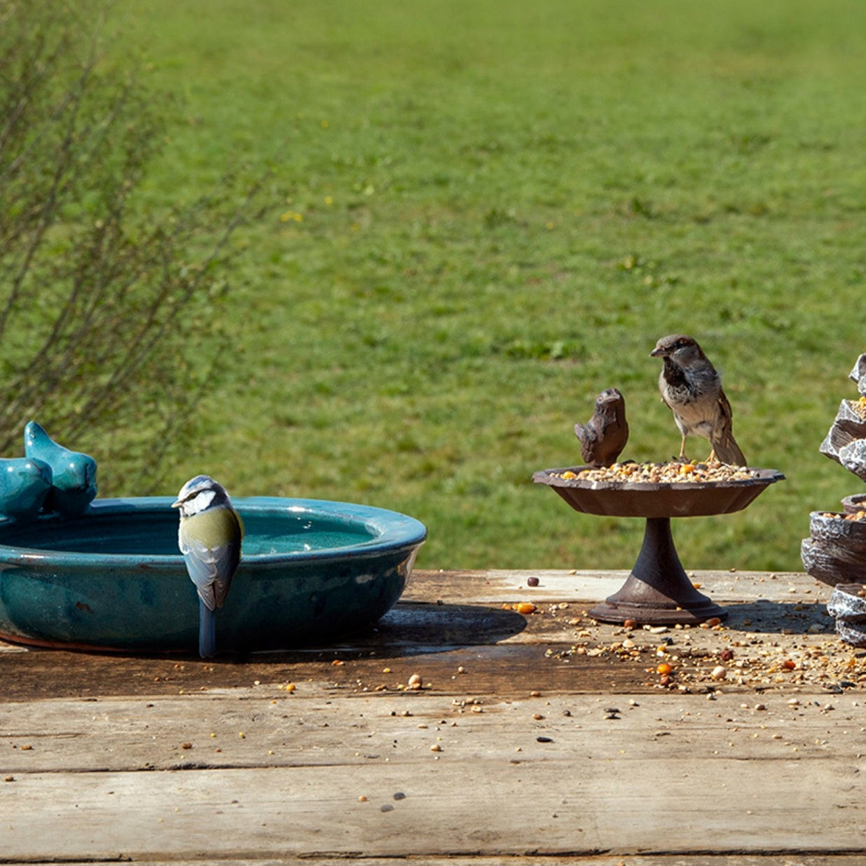 Drinker bird drinker Grain feeder water BLUE 31cm DECORATIVE Manufacturer Esschert Design