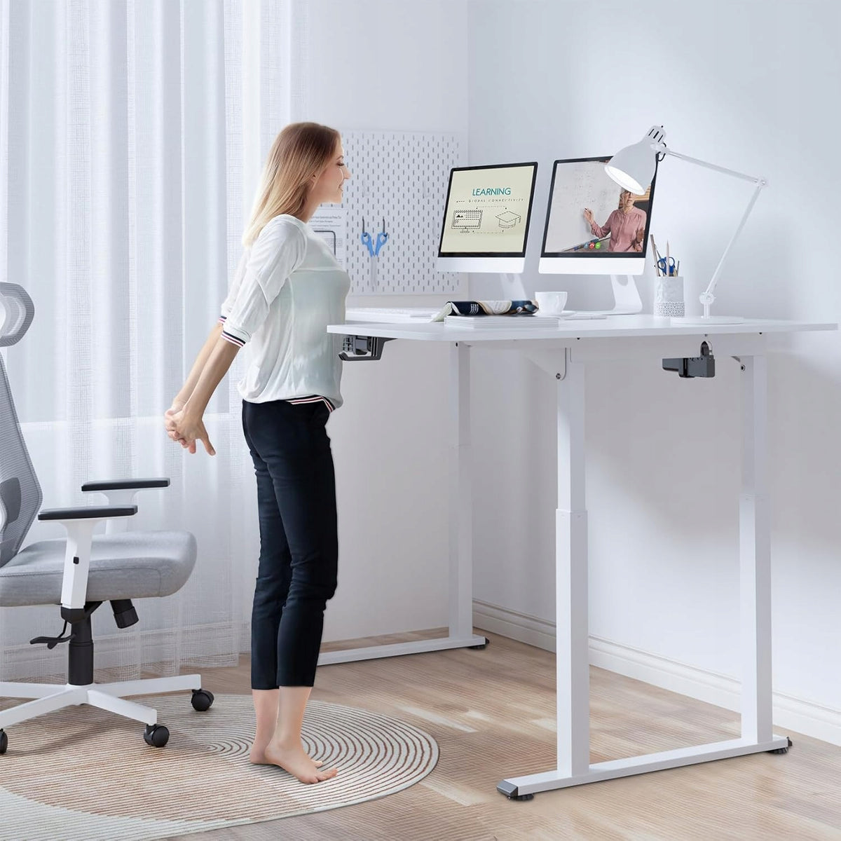 Dripex Height-Adjustable Electric Desk, 180 x 110 cm, L-shaped Desk, white EAN (GTIN) 0709544677869