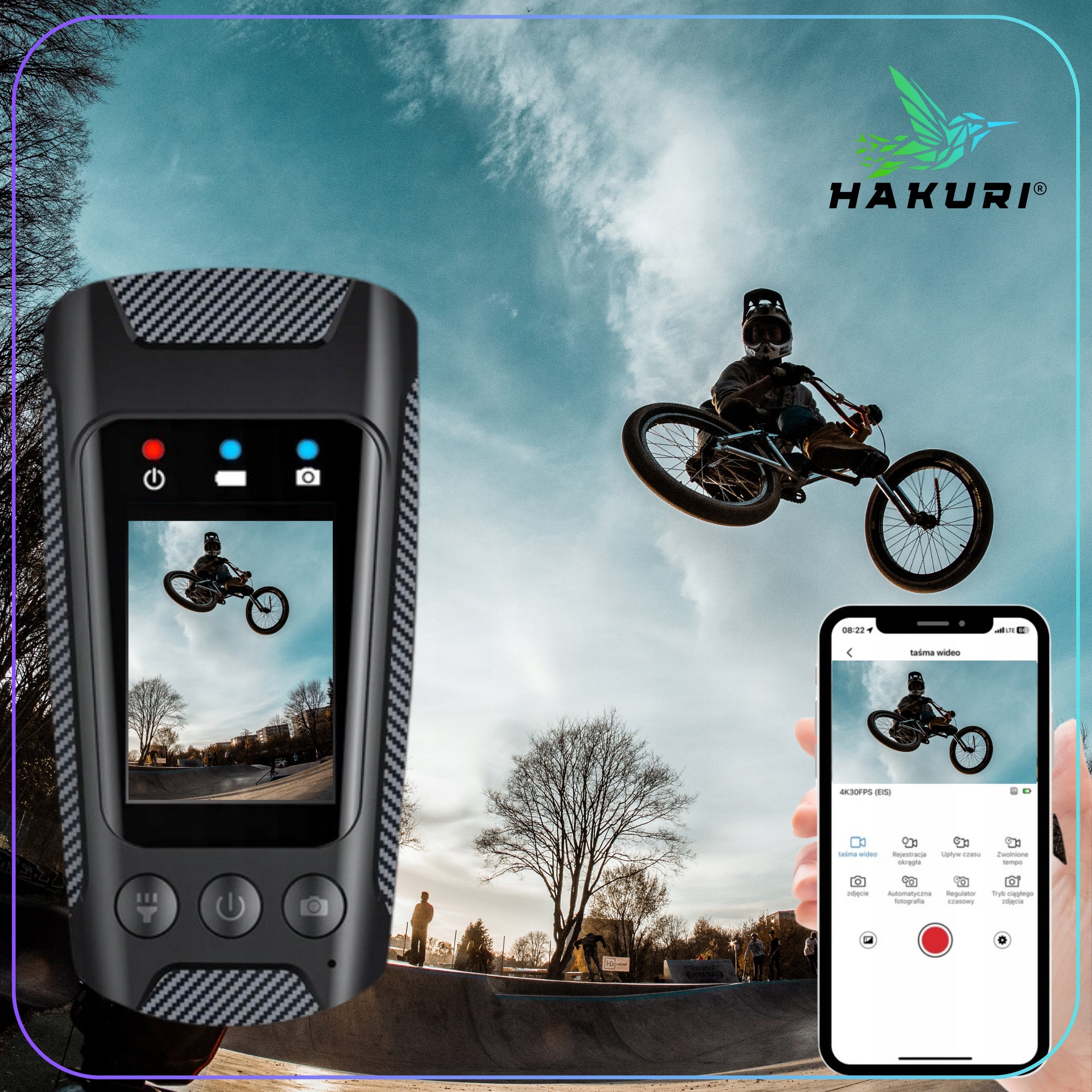 Driving DVR Sports Camera 4K Video Flashlight Horn 4in1 roomy 64GB Manufacturer code Kamera SPORTOWA rowerowa / motor Hakuri