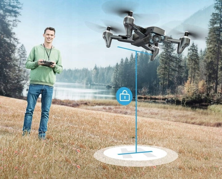 Dron DEERC D10 z 2K HD FPV, funkcją Tap Fly, z dwoma bateriami i etui EAN (GTIN) 0640213145220
