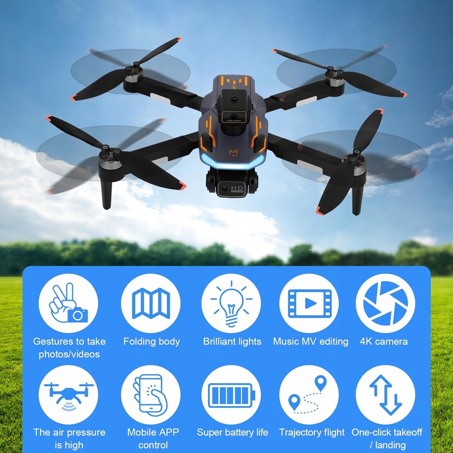Drone 4K EIS FPV LCD 62min flight up to 4km folding RC Packaging status original